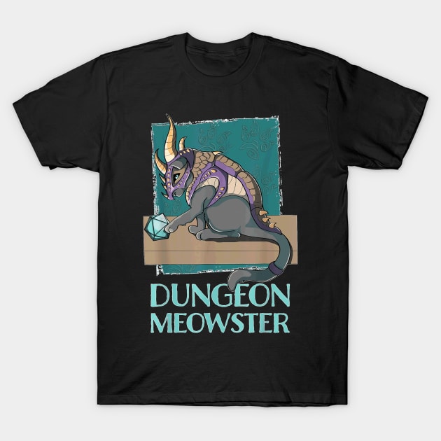 Dungeon Meowster D20 Gray Abby Cat Abletop RPG Gamer T-Shirt by Activate